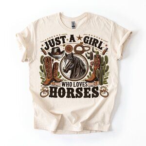 Horse Riding T-Shirt Graphic Tee Women's Western Style Rodeo Country Girl Gift